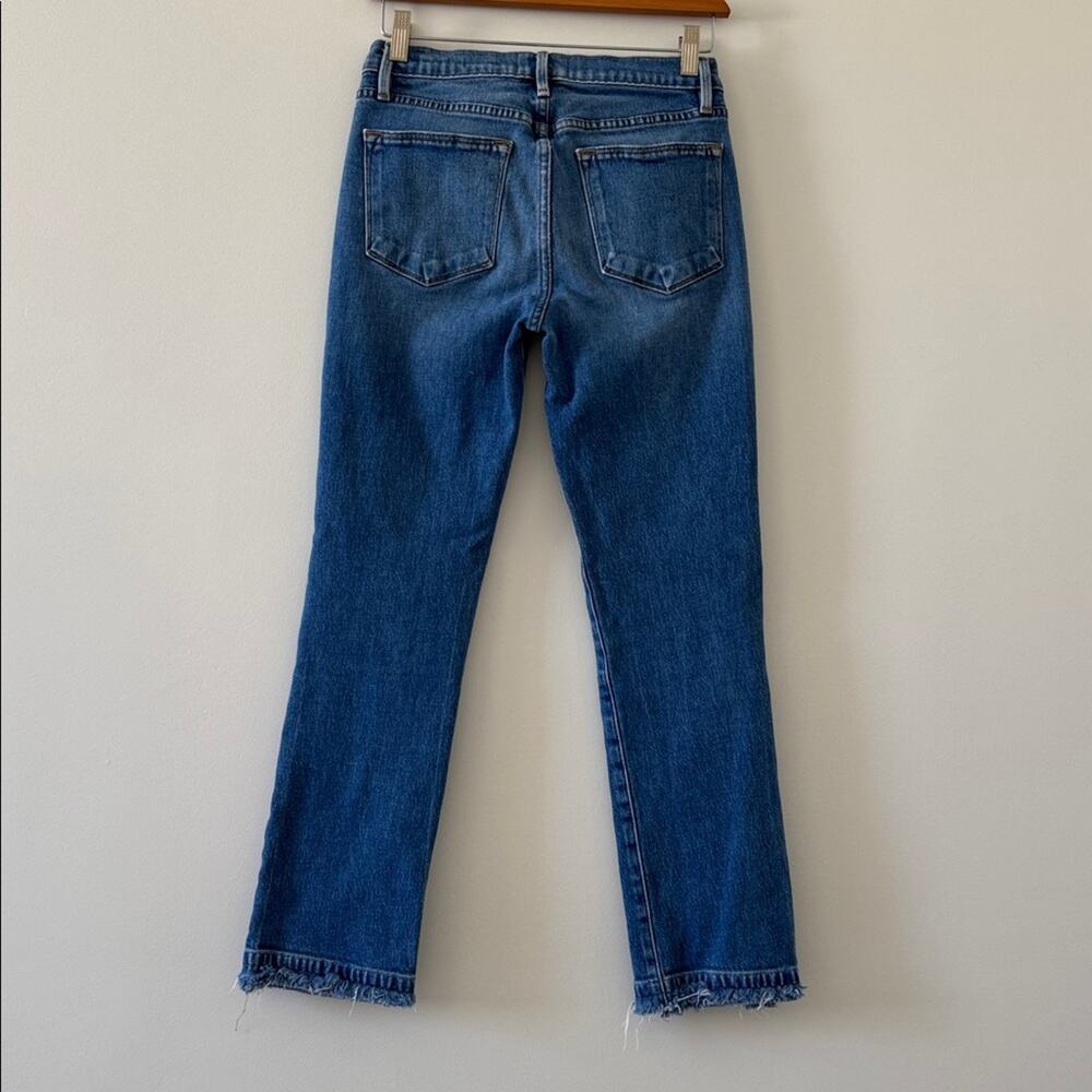 FRAME Le High Straight Jeans Whitway Wash Frayed Hem Blue Size 26 Minimalist - Picture 6 of 7